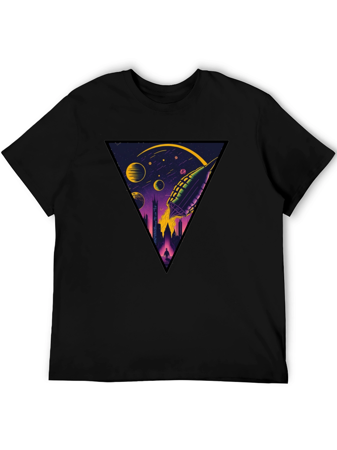 Sci-Fi Rocket Launch Graphic T-Shirt