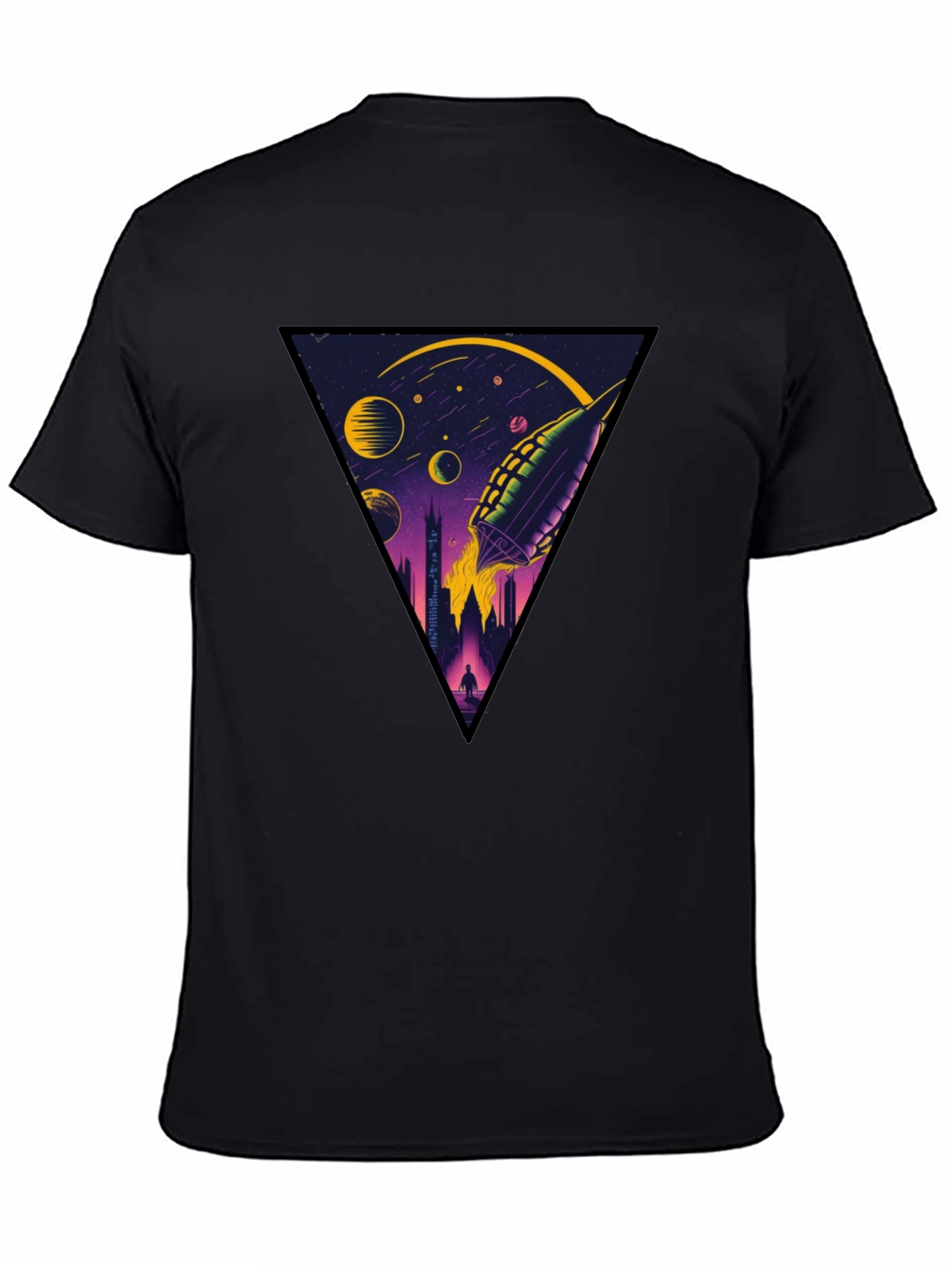Sci-Fi Rocket Launch Graphic T-Shirt
