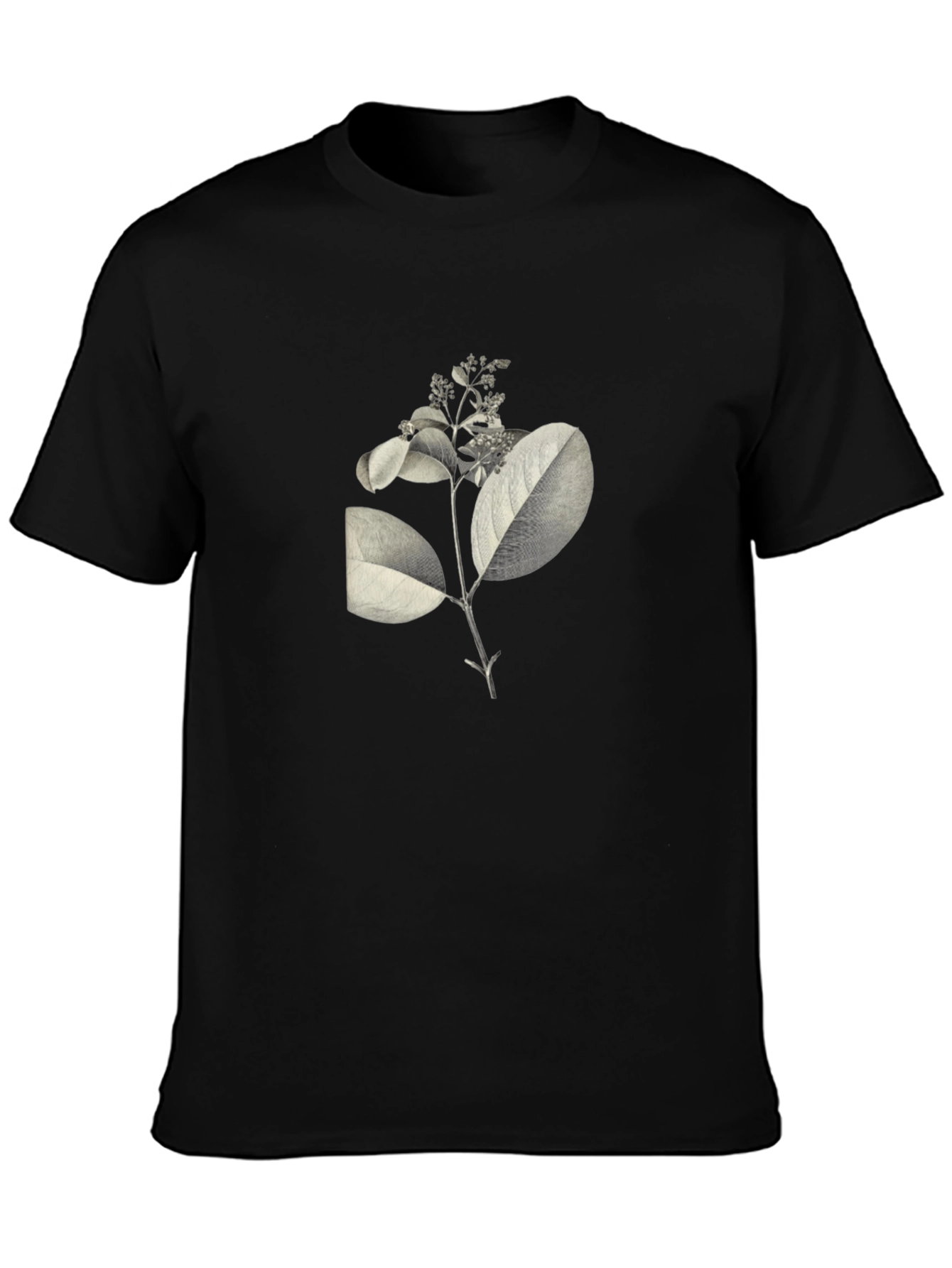 Botanical Print Black T-Shirt