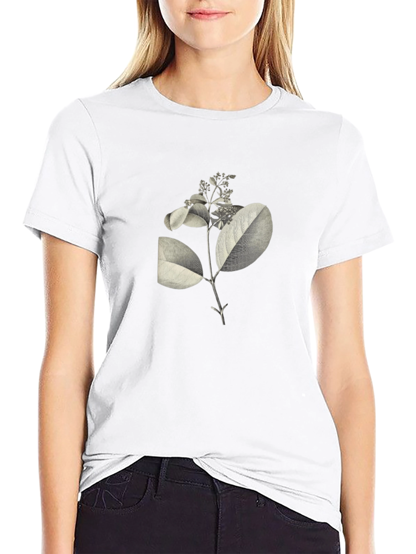 Botanical Print Black T-Shirt