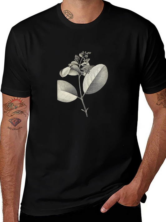 Botanical Print Black T-Shirt