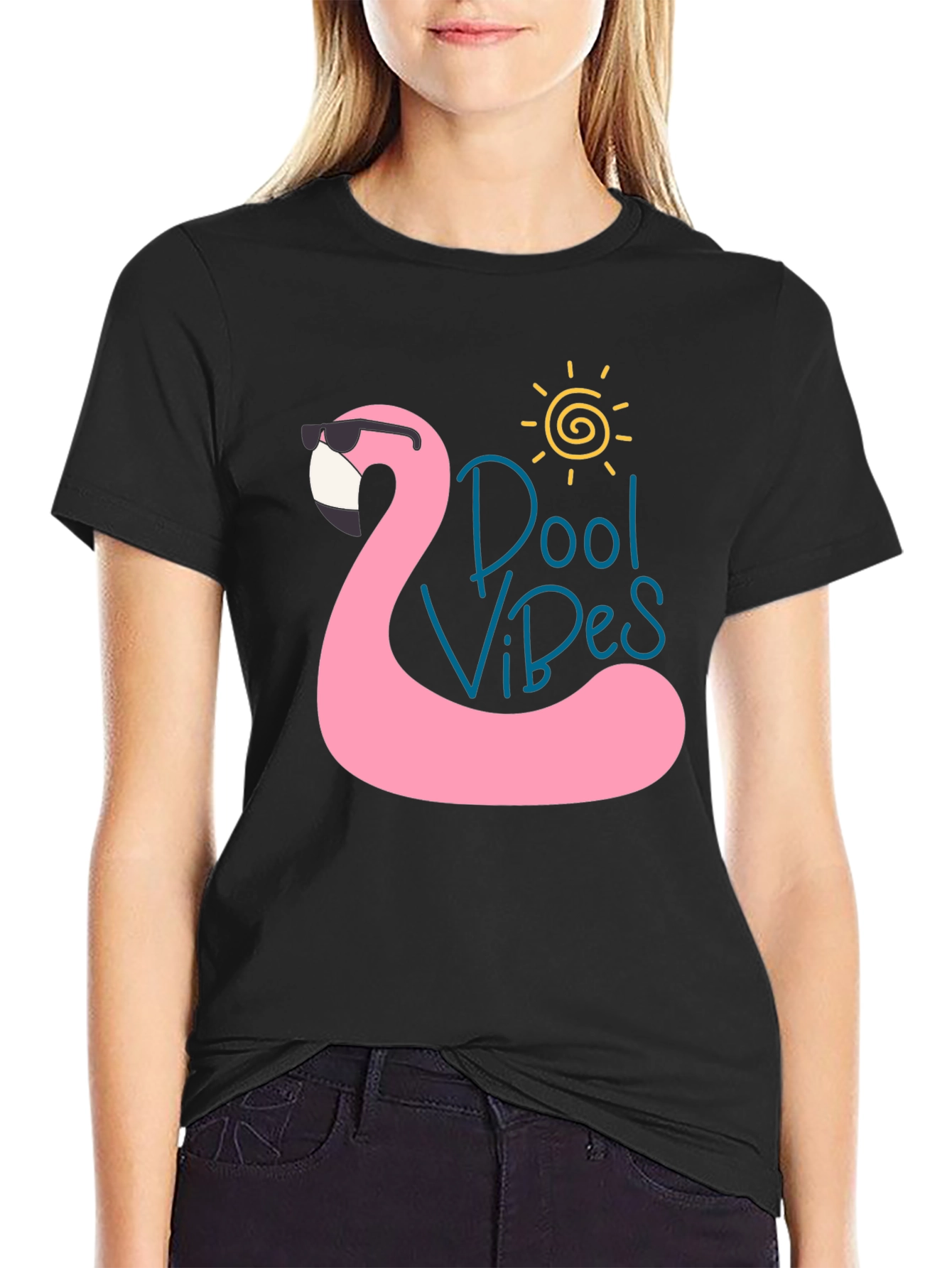 Cool Vibes Flamingo Black T-Shirt
