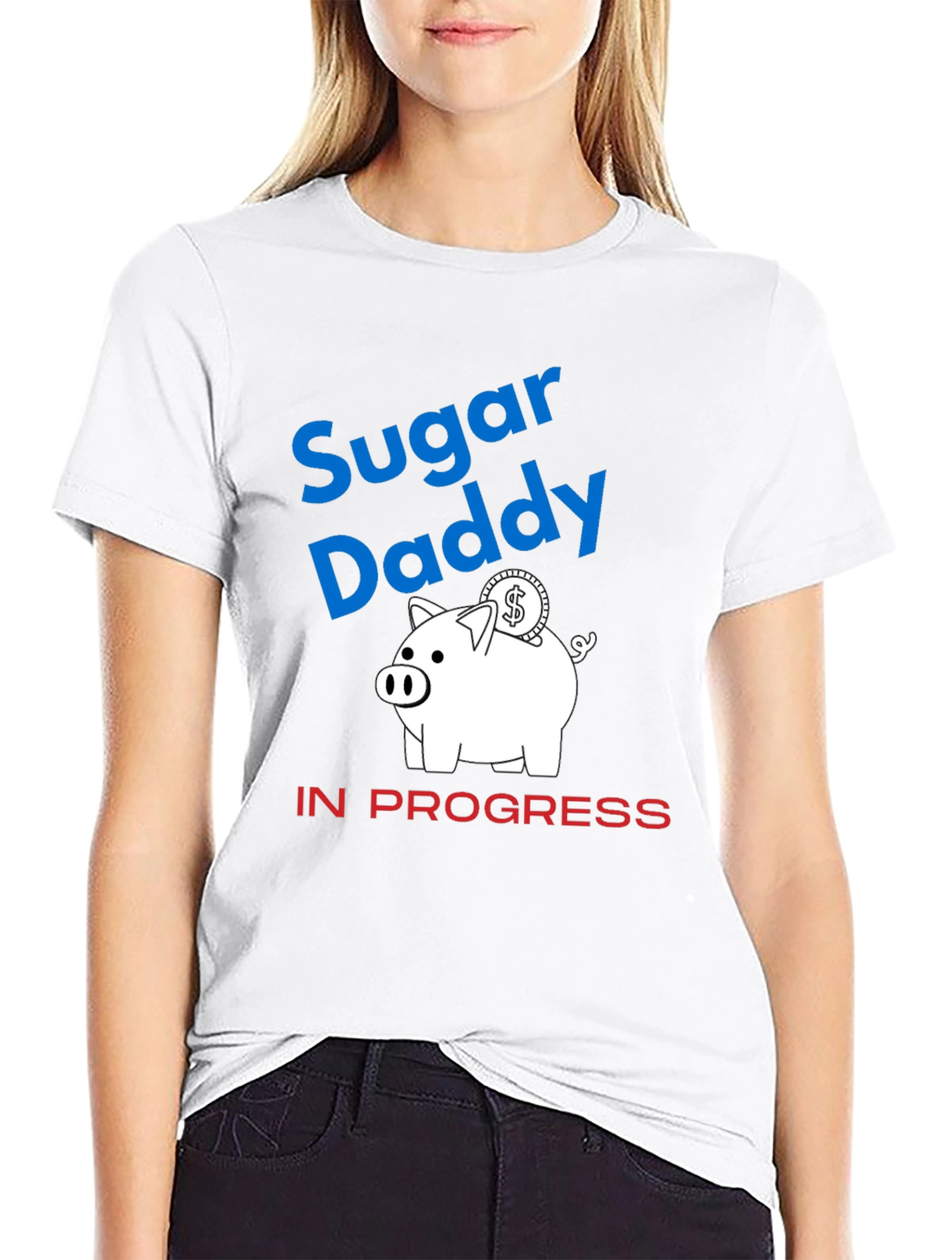 Sugar Daddy in Progress Piggy Bank Funny Graphic T-Shirt