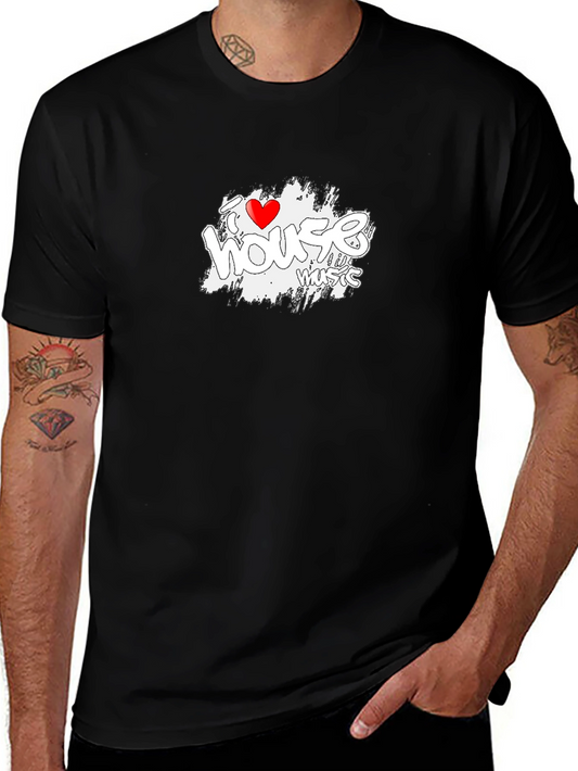 I Love House Music Graphic Tee - Black