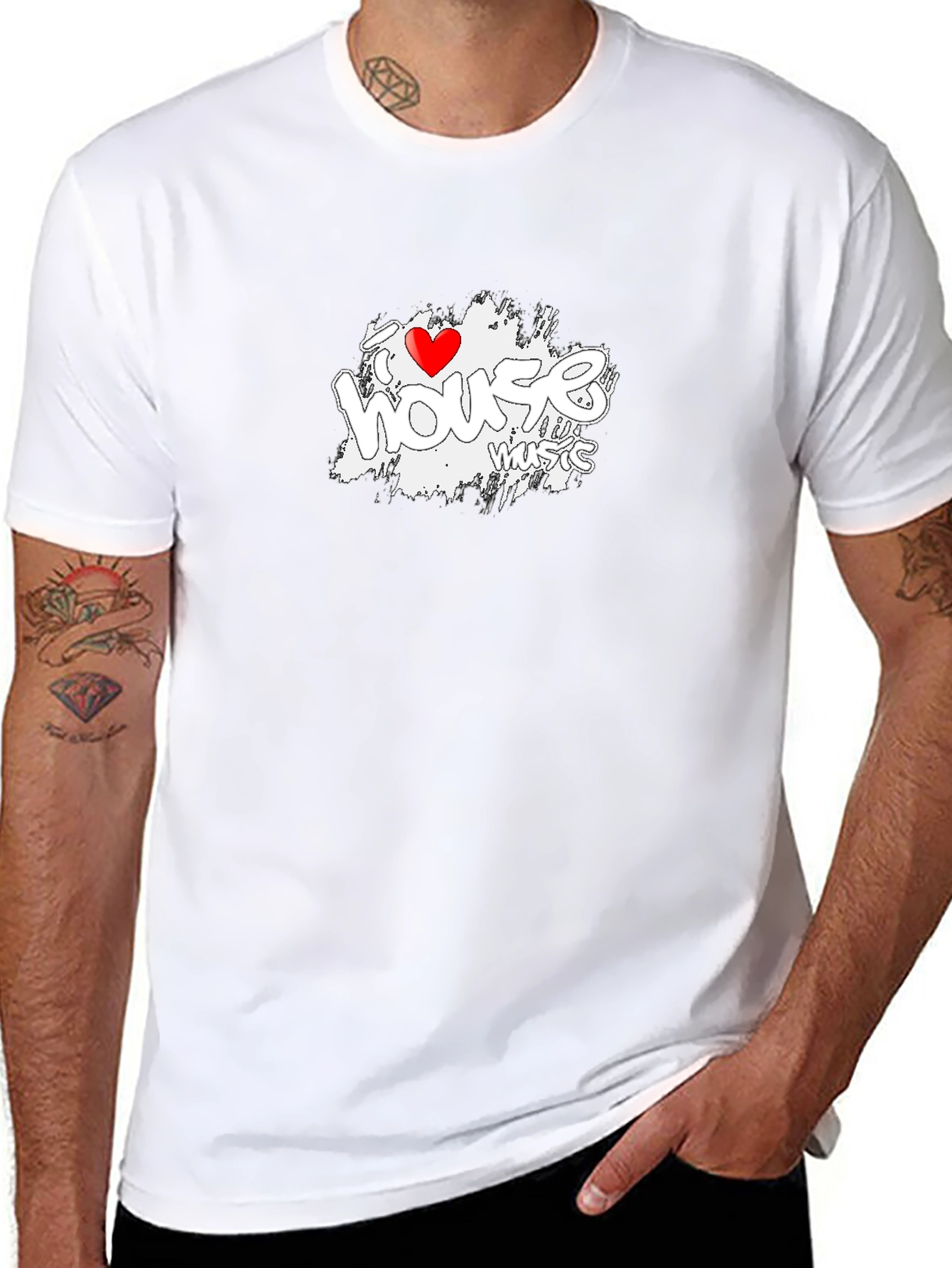 I Love House Music Graphic Tee - Black