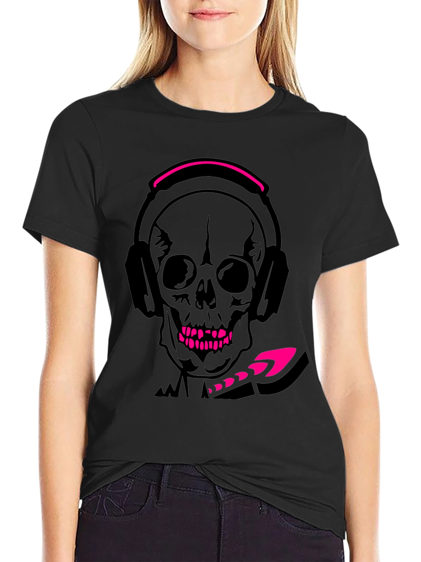 Skull with Headphones Graphic T-Shirt - Cool Design!