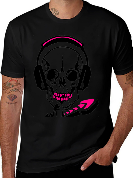 Skull with Headphones Graphic T-Shirt - Cool Design!