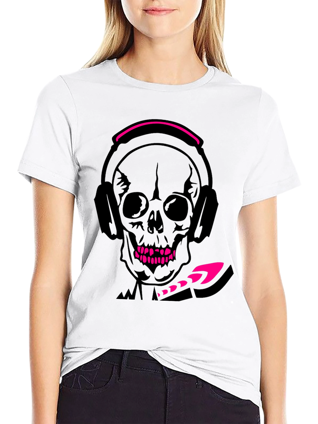 Skull with Headphones Graphic T-Shirt - Cool Design!