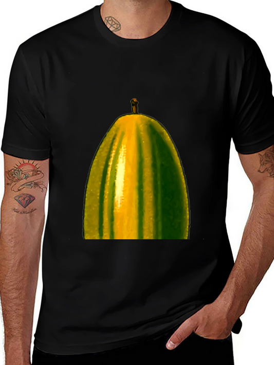 Unique Pear Graphic Tee - Black Cotton Blend Shirt
