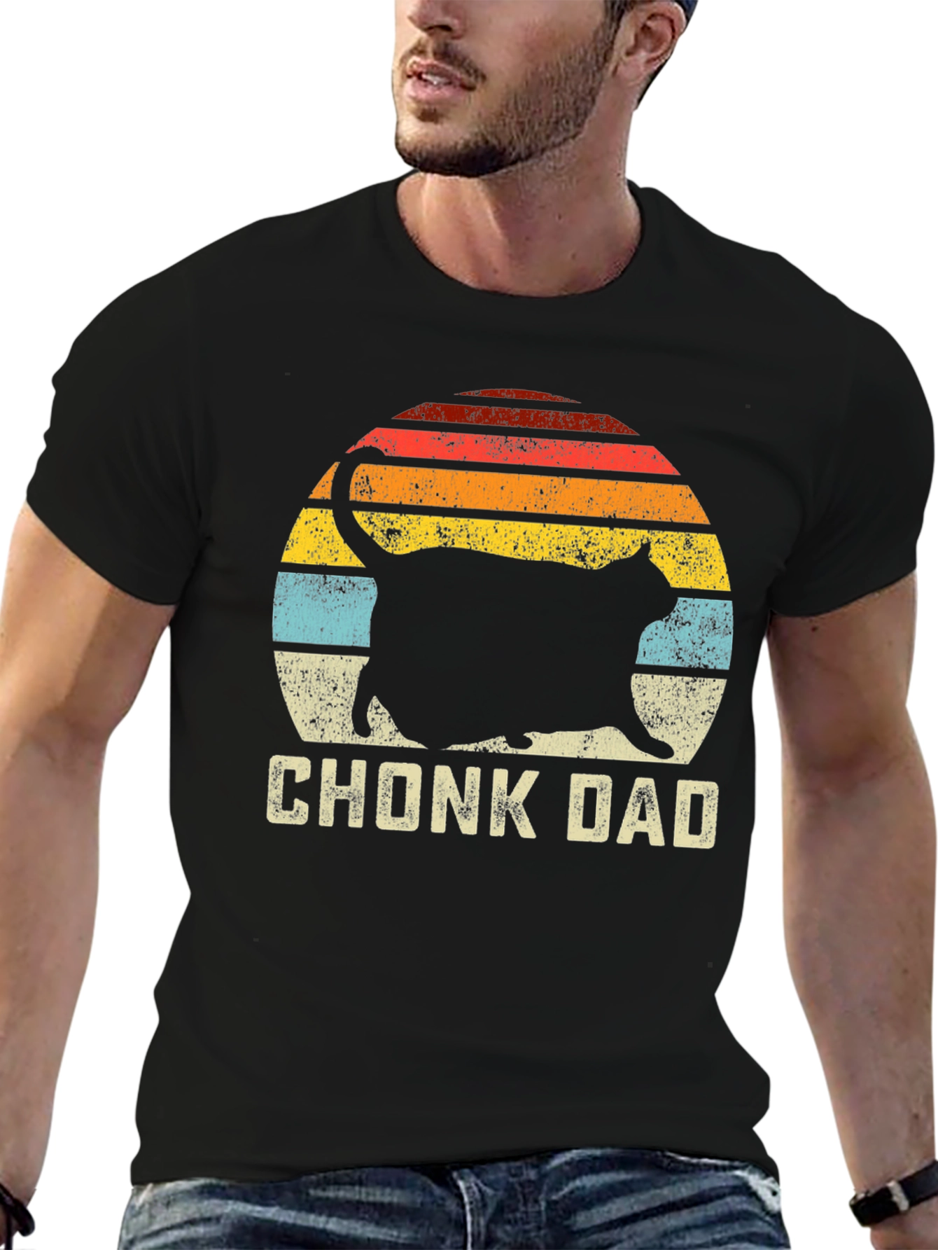 Chonk Dad Cat Graphic T-Shirt