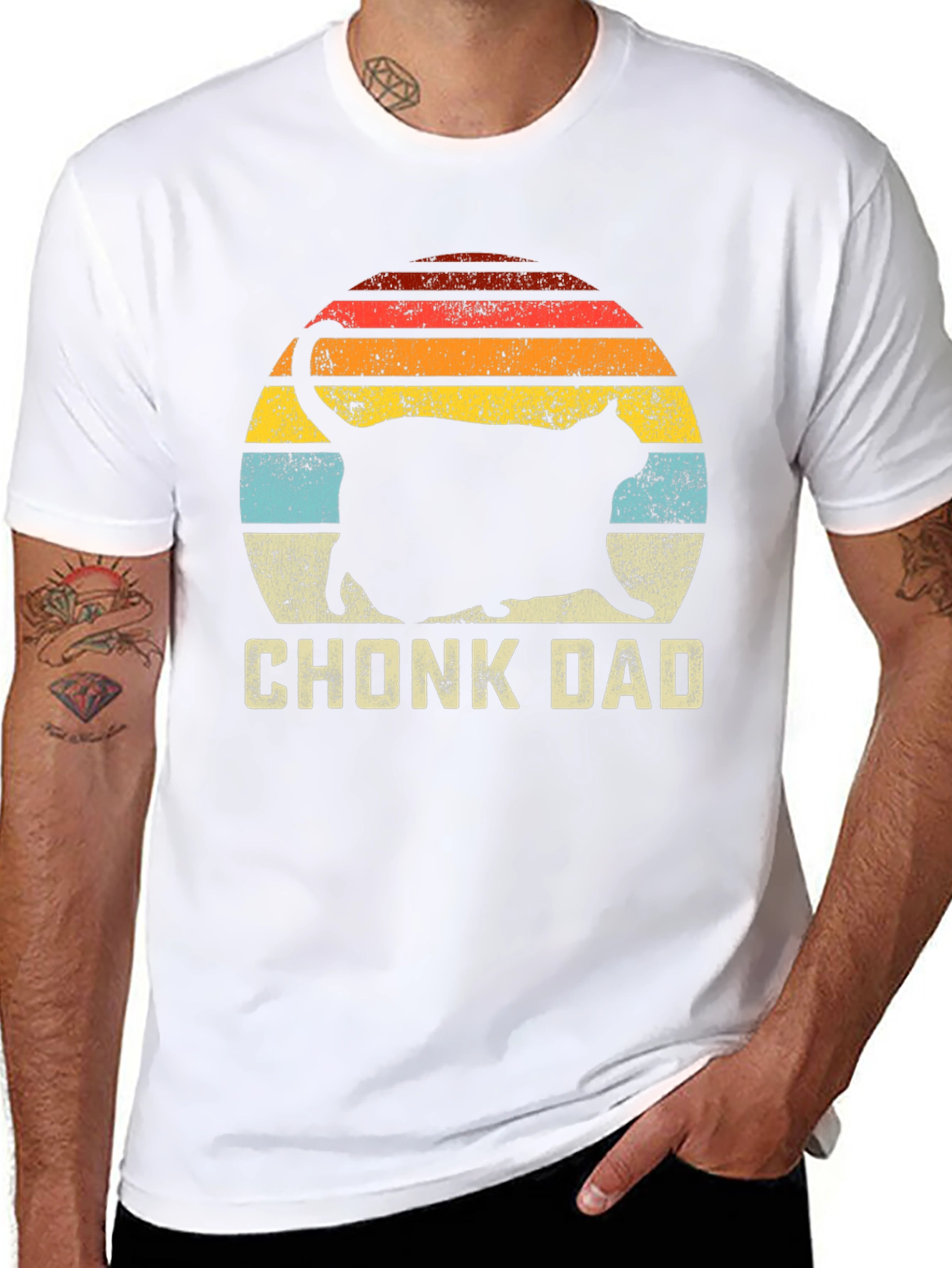Chonk Dad Cat Graphic T-Shirt