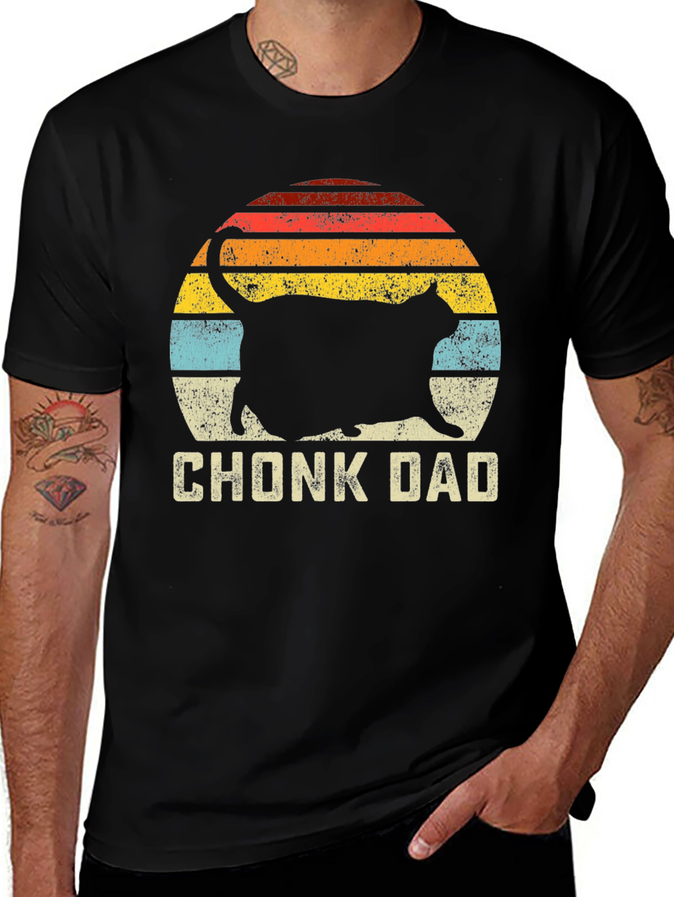 Chonk Dad Cat Graphic T-Shirt