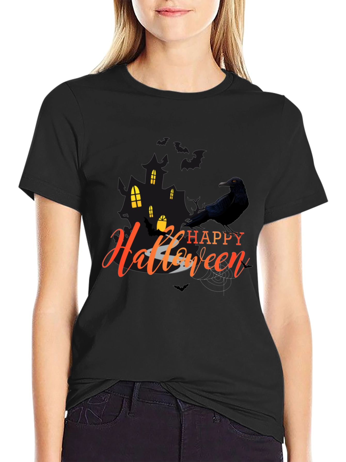 Happy Halloween Crow Graphic Tee