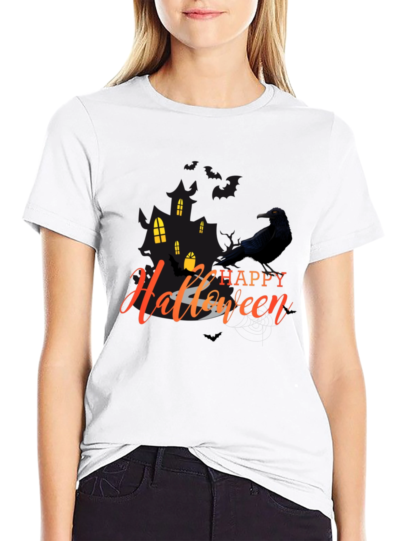 Happy Halloween Crow Graphic Tee