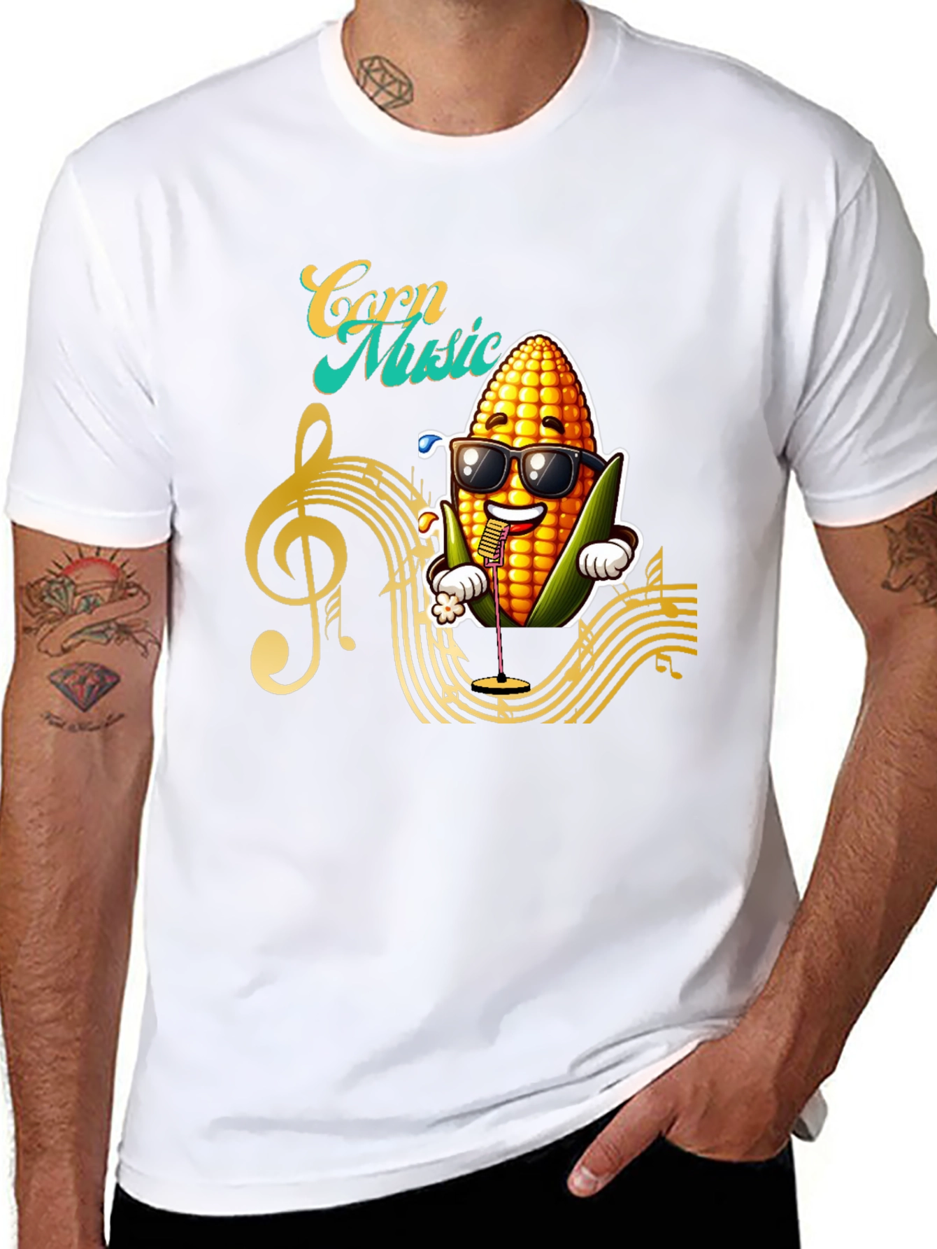 Corn Music Graphic T-Shirt