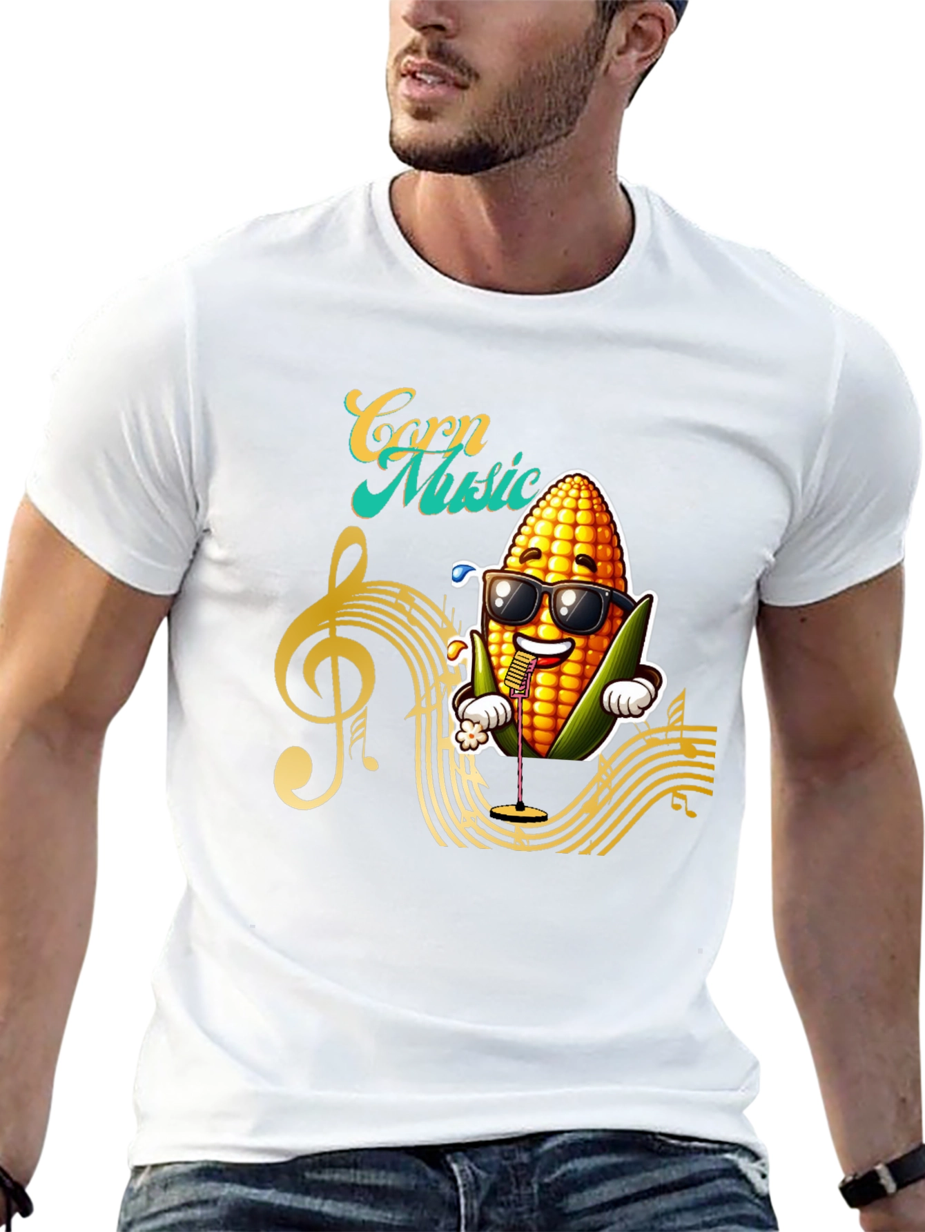 Corn Music Graphic T-Shirt