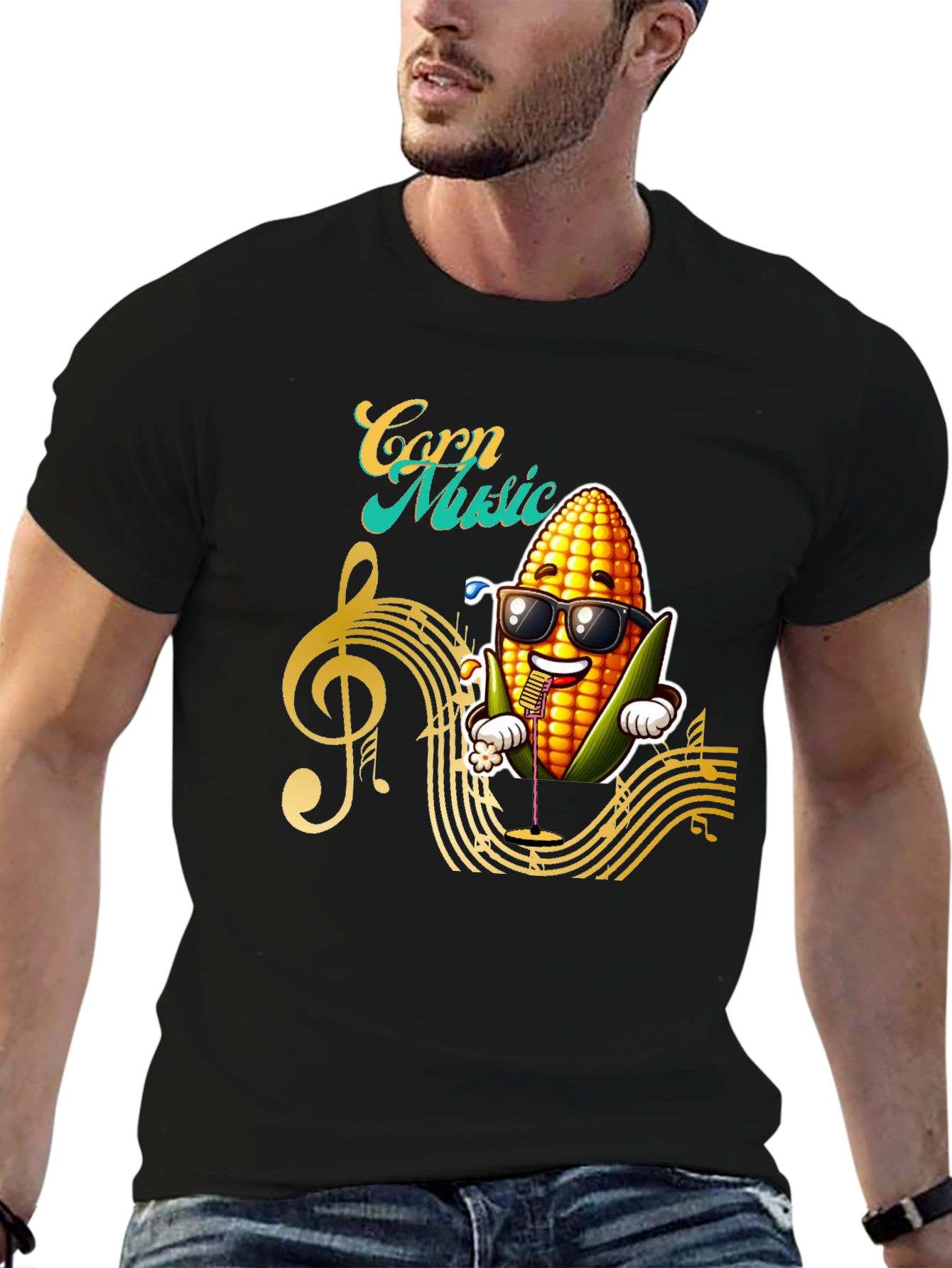 Corn Music Graphic T-Shirt