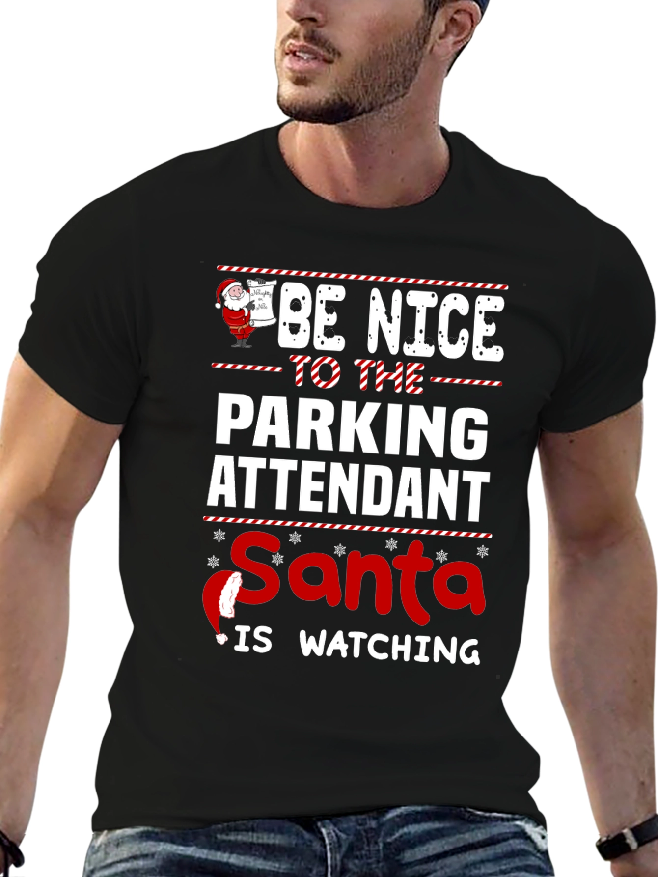 Be Nice To The Parking Attendant Santa T-Shirt