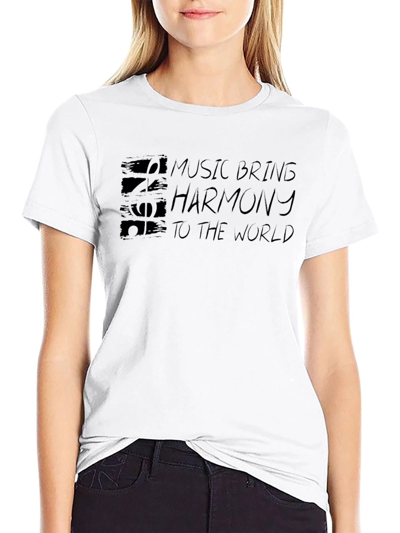Music Brings Harmony Graphic T-Shirt - Black