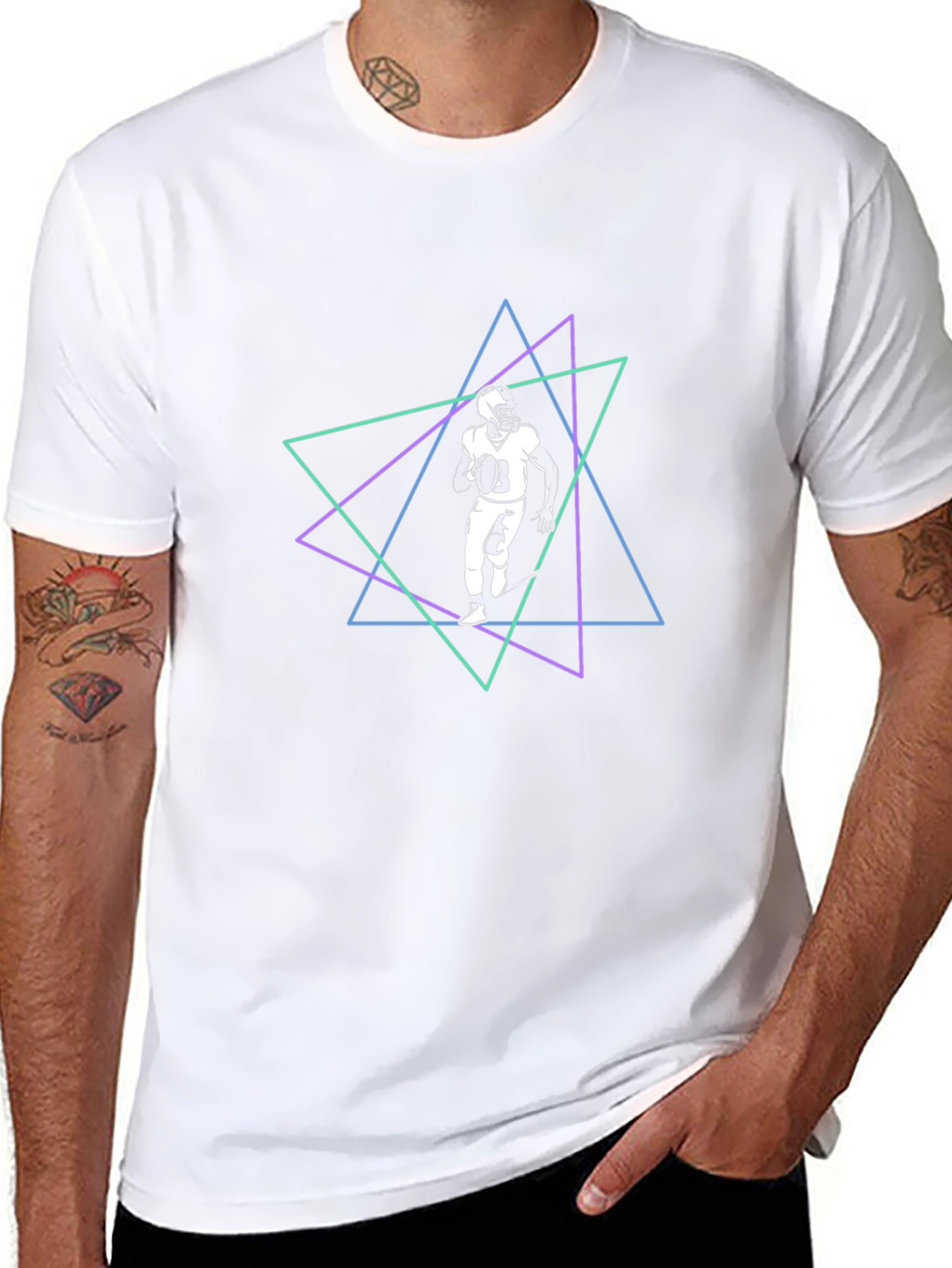 Geometric Football Player Graphic Tee