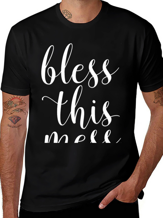 Bless This Mess Graphic Tee - Casual Black T-Shirt