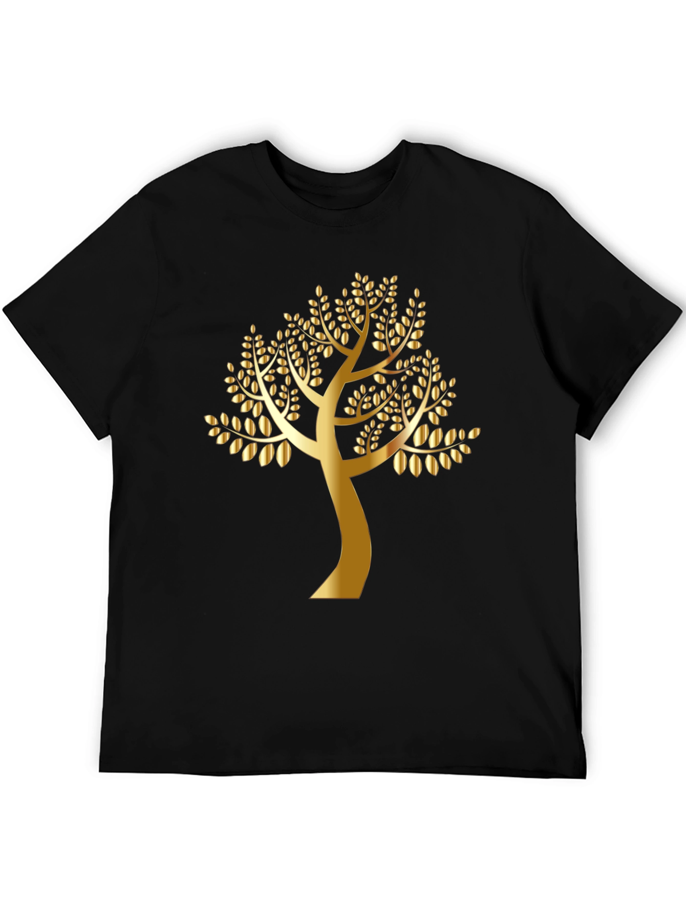 Golden Tree Black T-Shirt - Nature Inspired Design