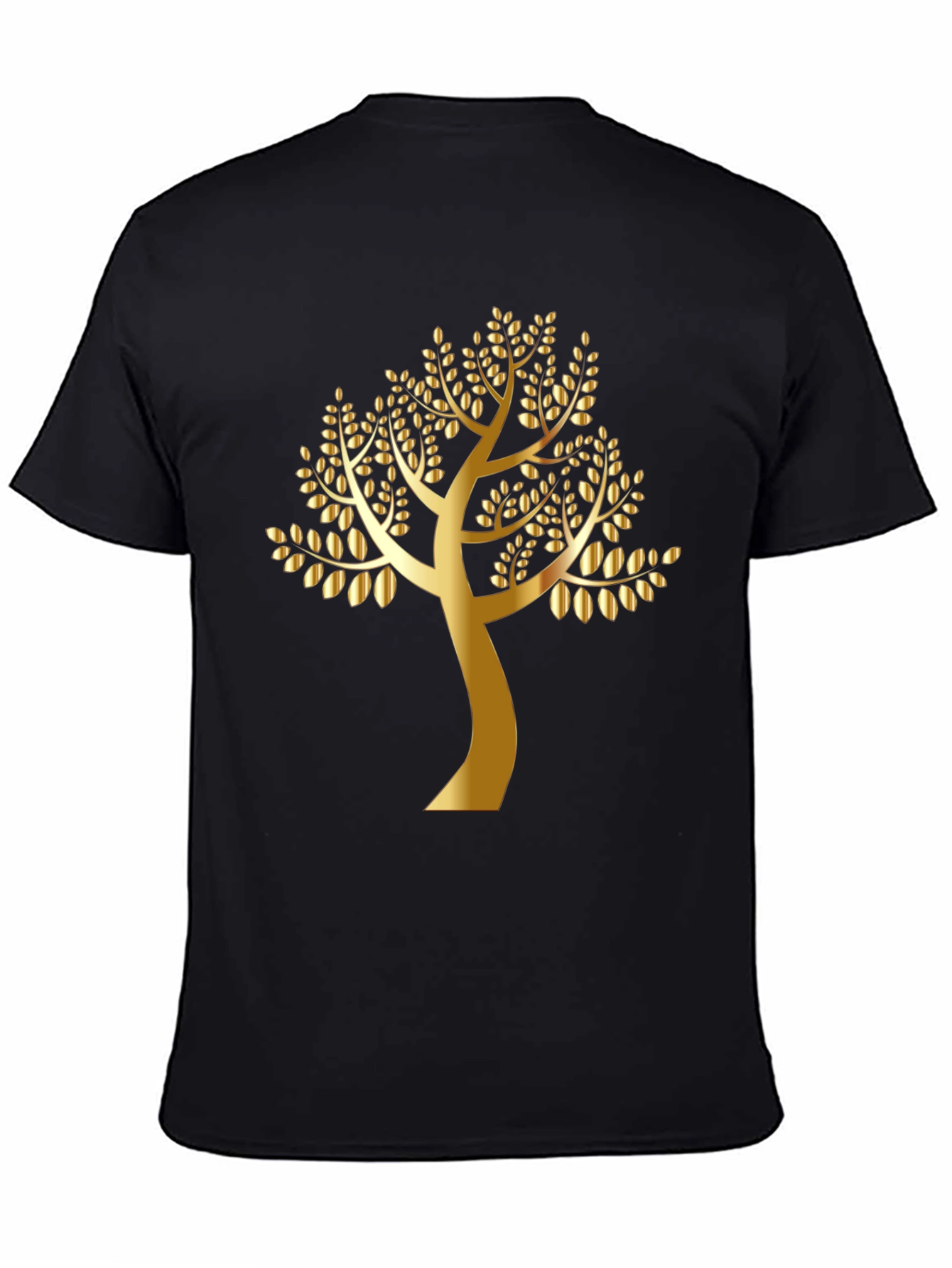 Golden Tree Black T-Shirt - Nature Inspired Design