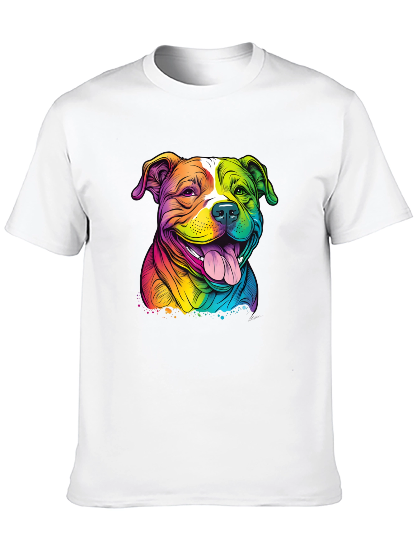 Rainbow Pitbull Graphic Tee - Stylish Dog Lover Shirt
