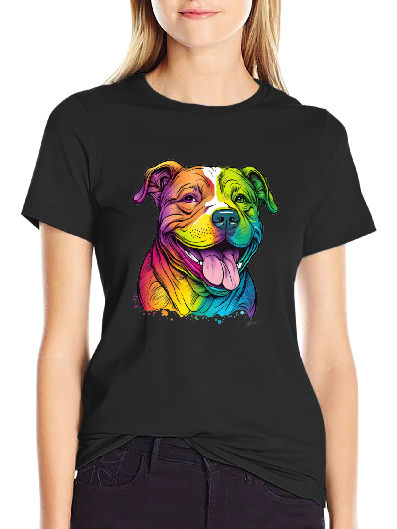 Rainbow Pitbull Graphic Tee - Stylish Dog Lover Shirt