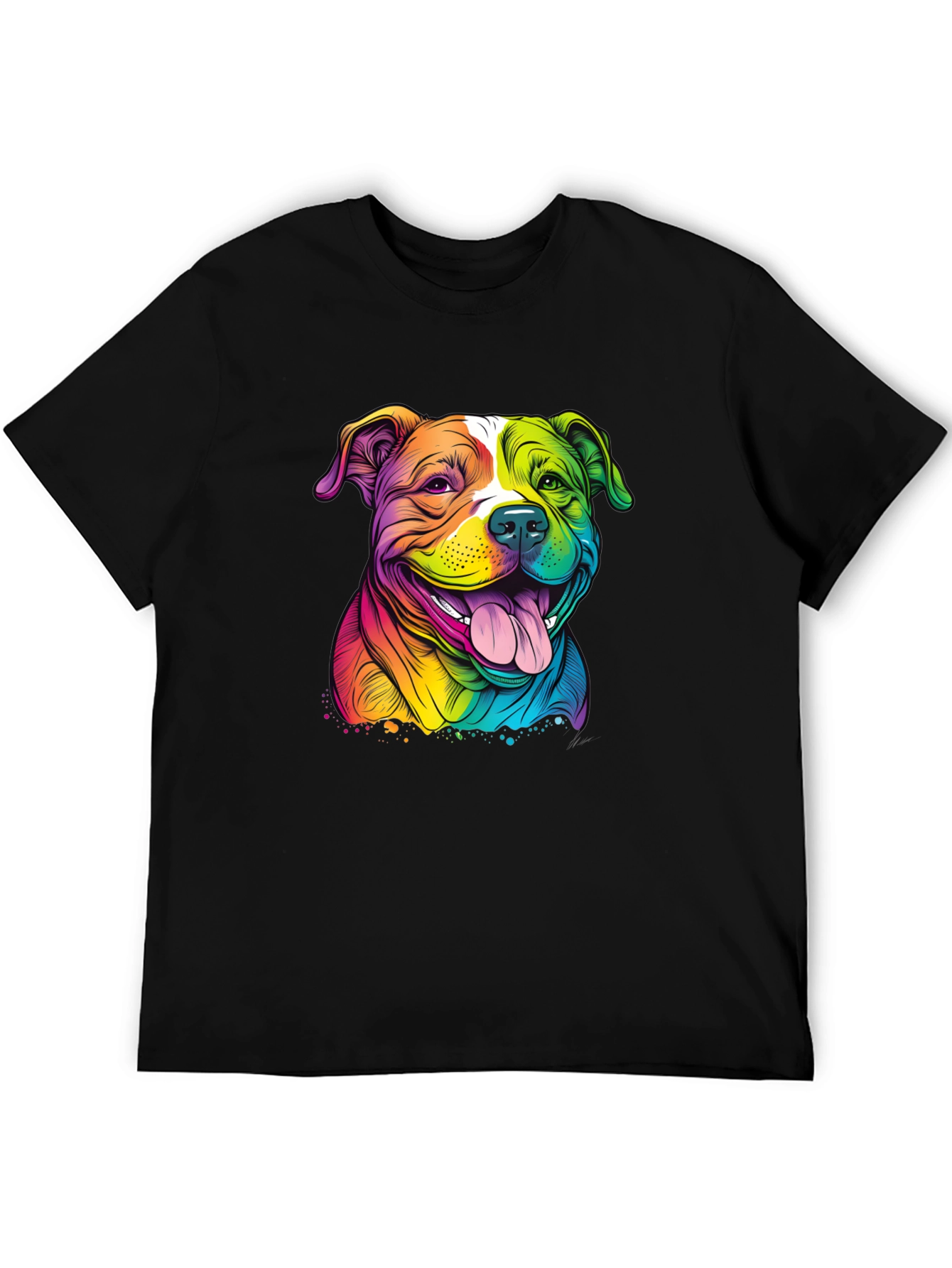 Rainbow Pitbull Graphic Tee - Stylish Dog Lover Shirt