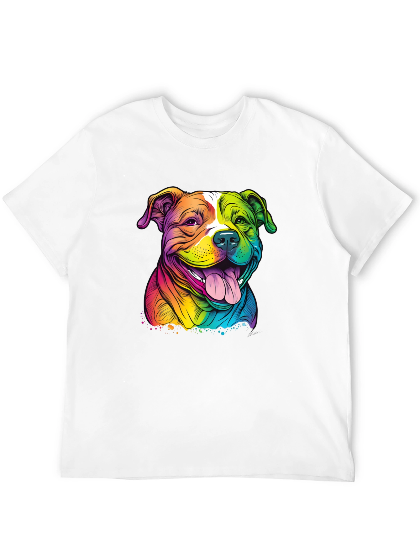 Rainbow Pitbull Graphic Tee - Stylish Dog Lover Shirt