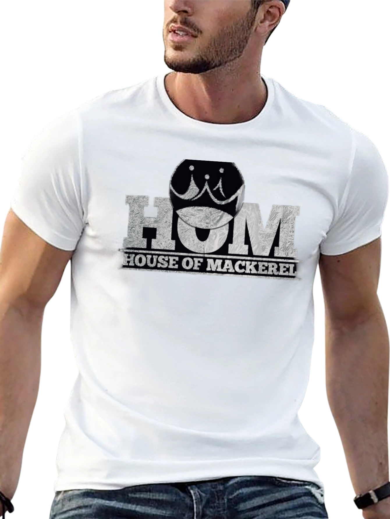 House of Mackerel Mens Black Graphic Tee