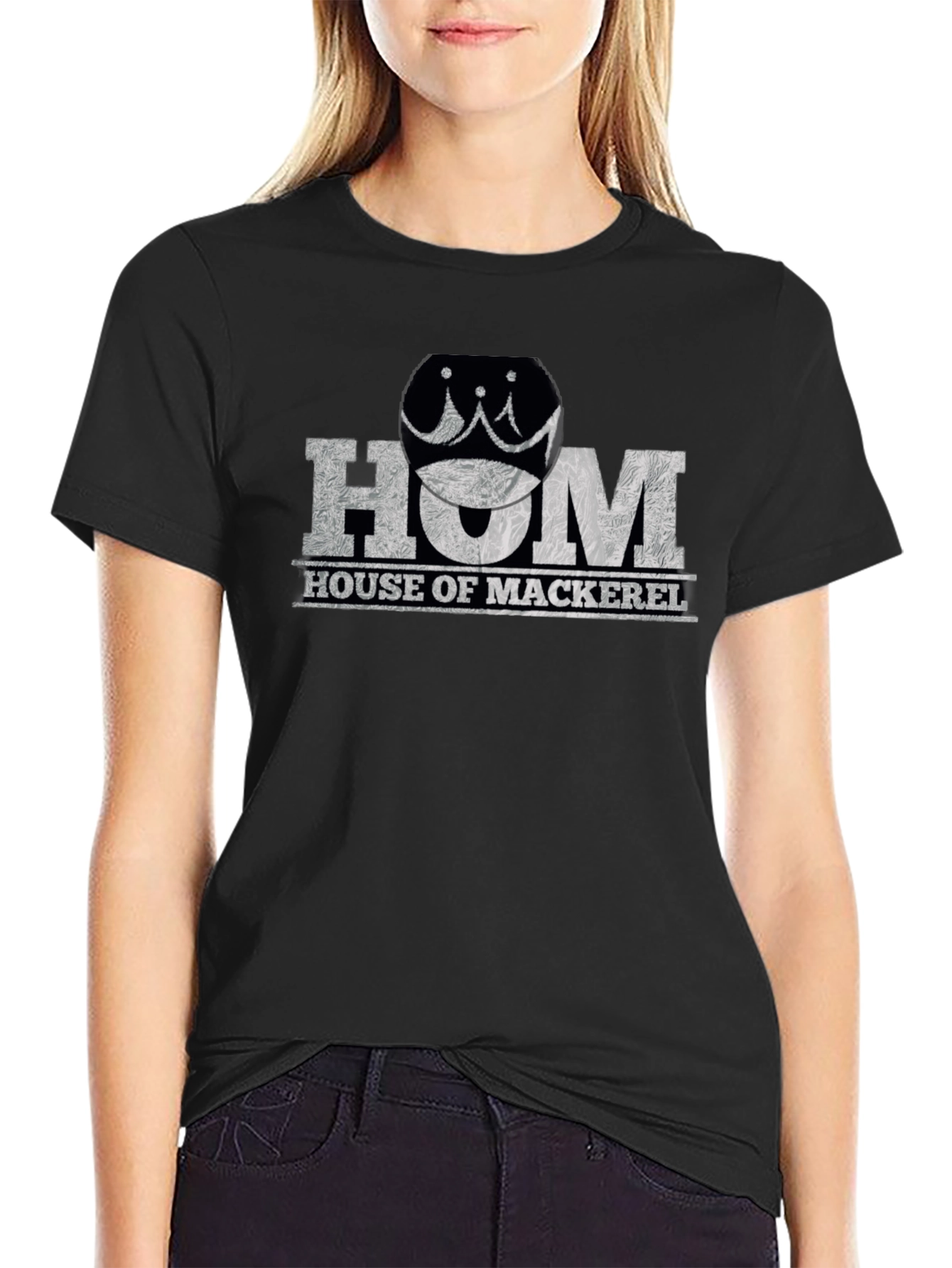 House of Mackerel Mens Black Graphic Tee