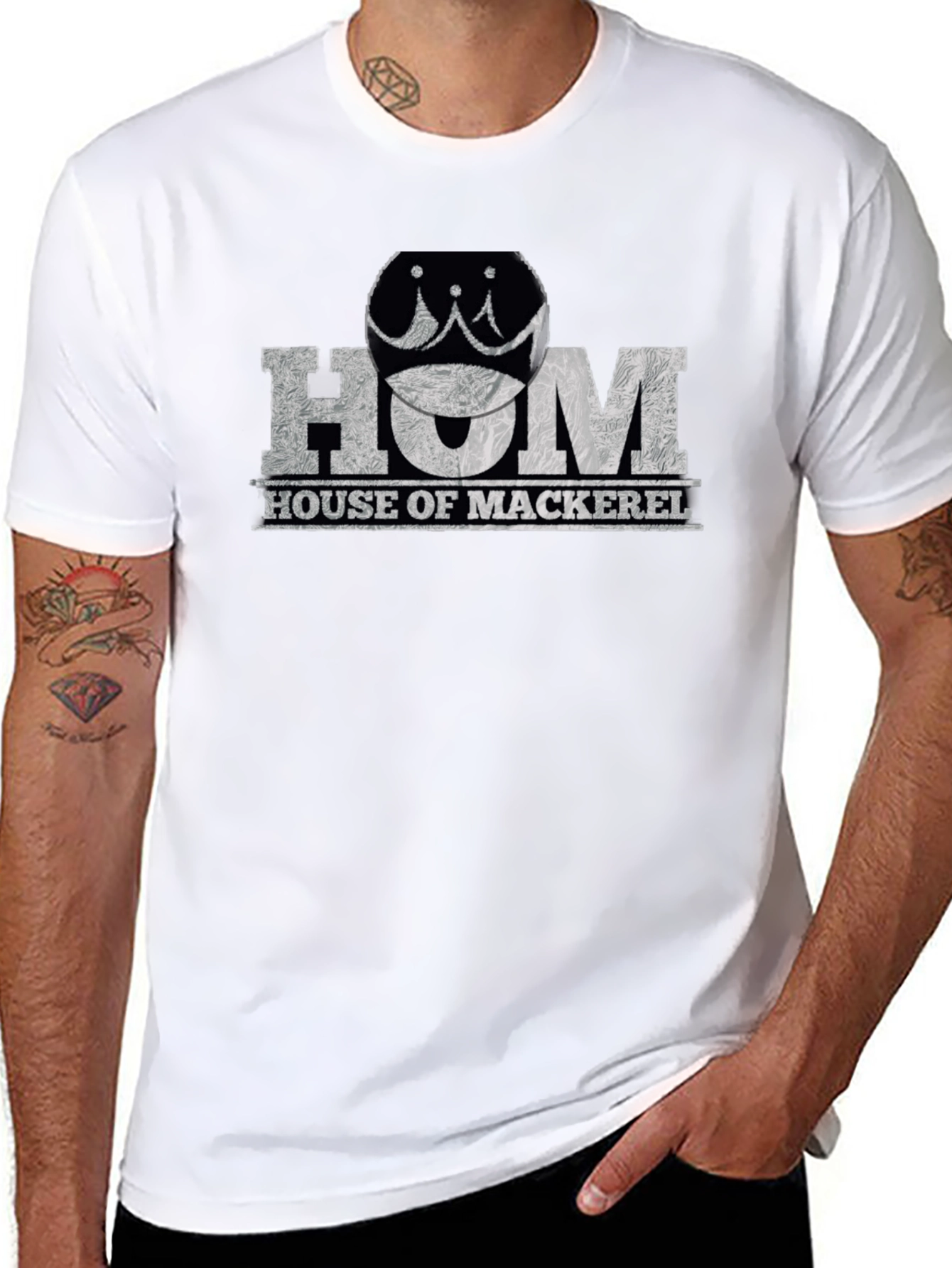 House of Mackerel Mens Black Graphic Tee