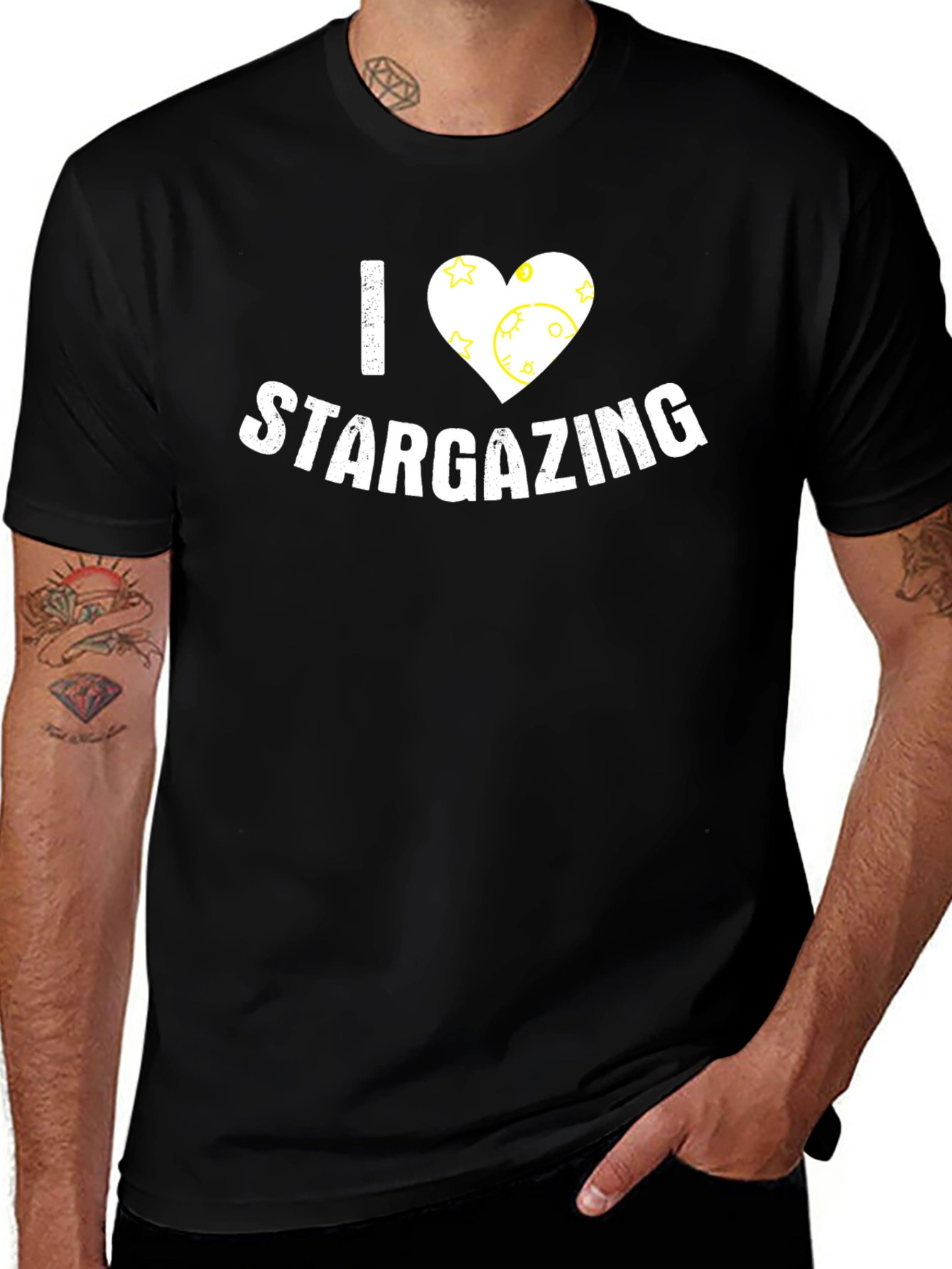 I Heart Stargazing Black T-Shirt