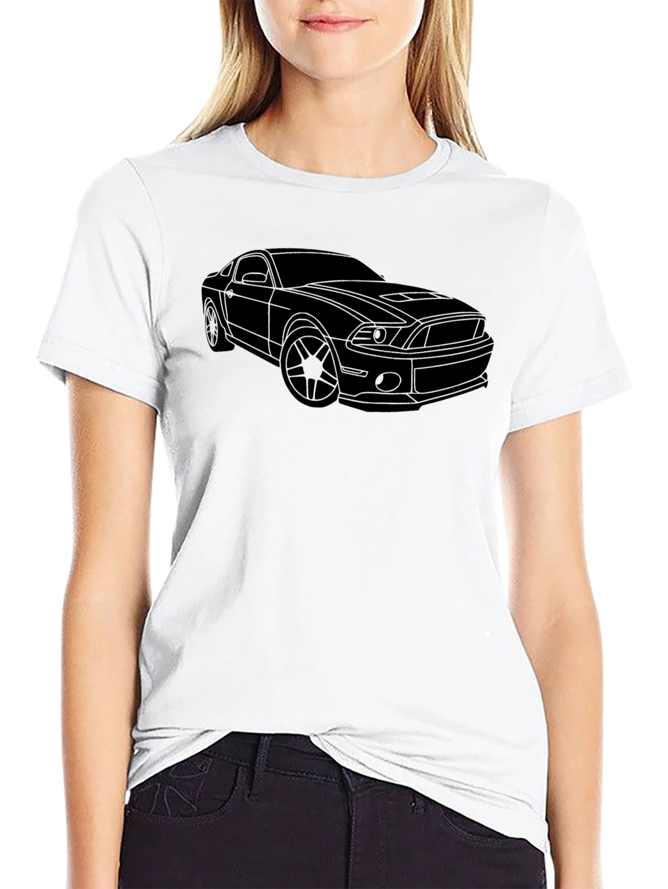 Mustang Outline Graphic T-Shirt - Black