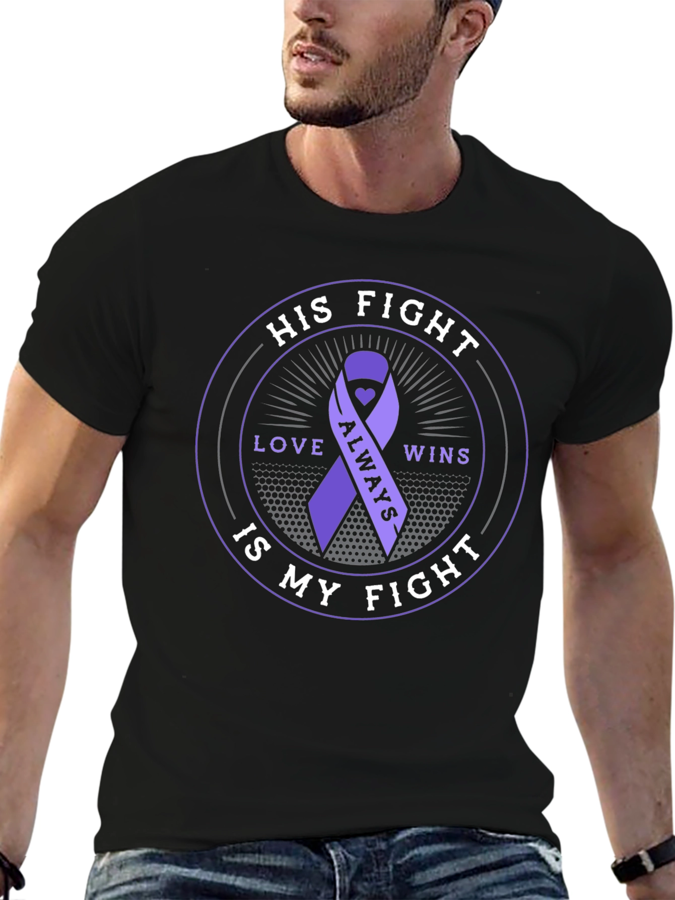 His Fight Is My Fight Purple Ribbon Awareness Tee