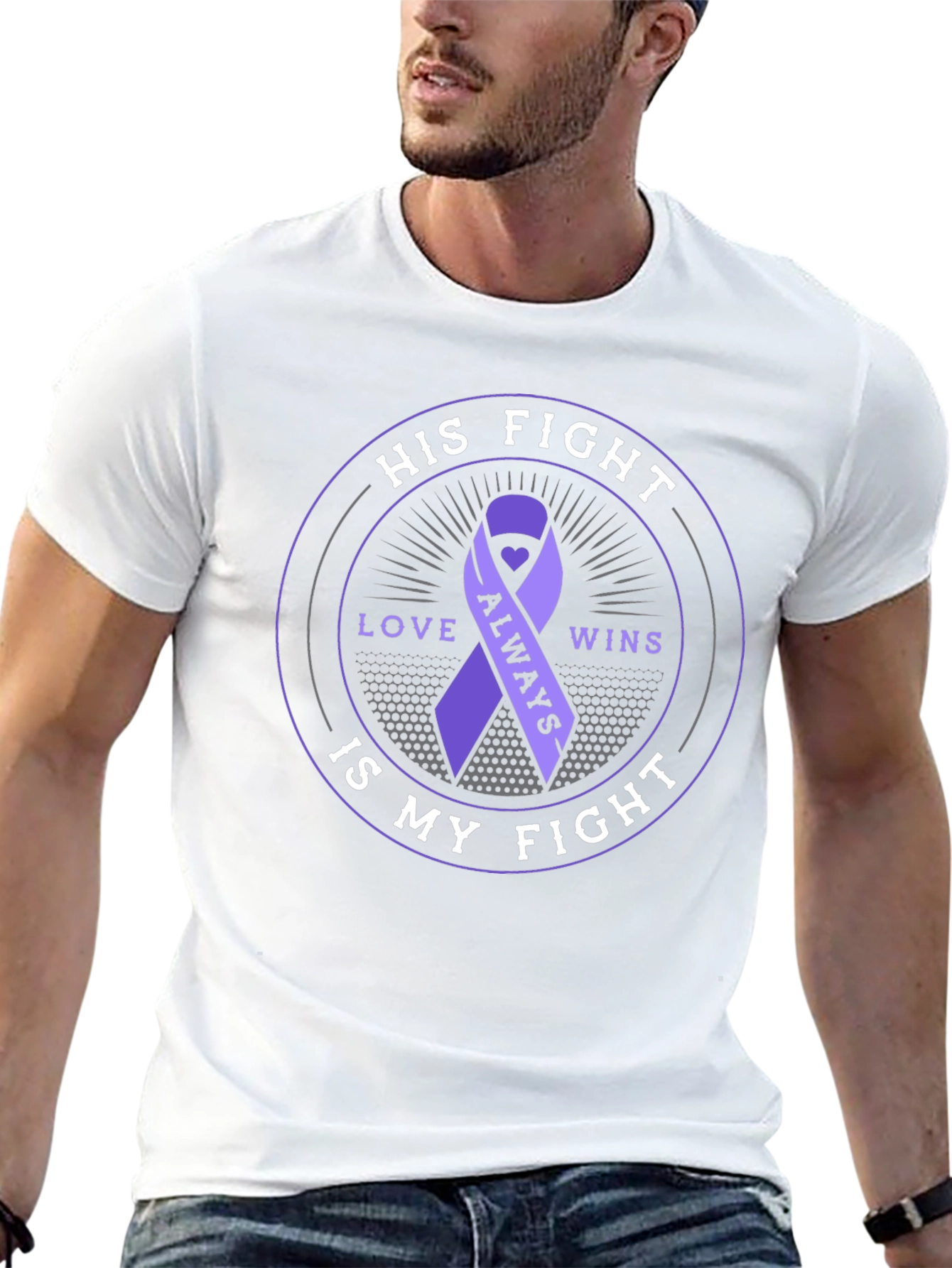 His Fight Is My Fight Purple Ribbon Awareness Tee