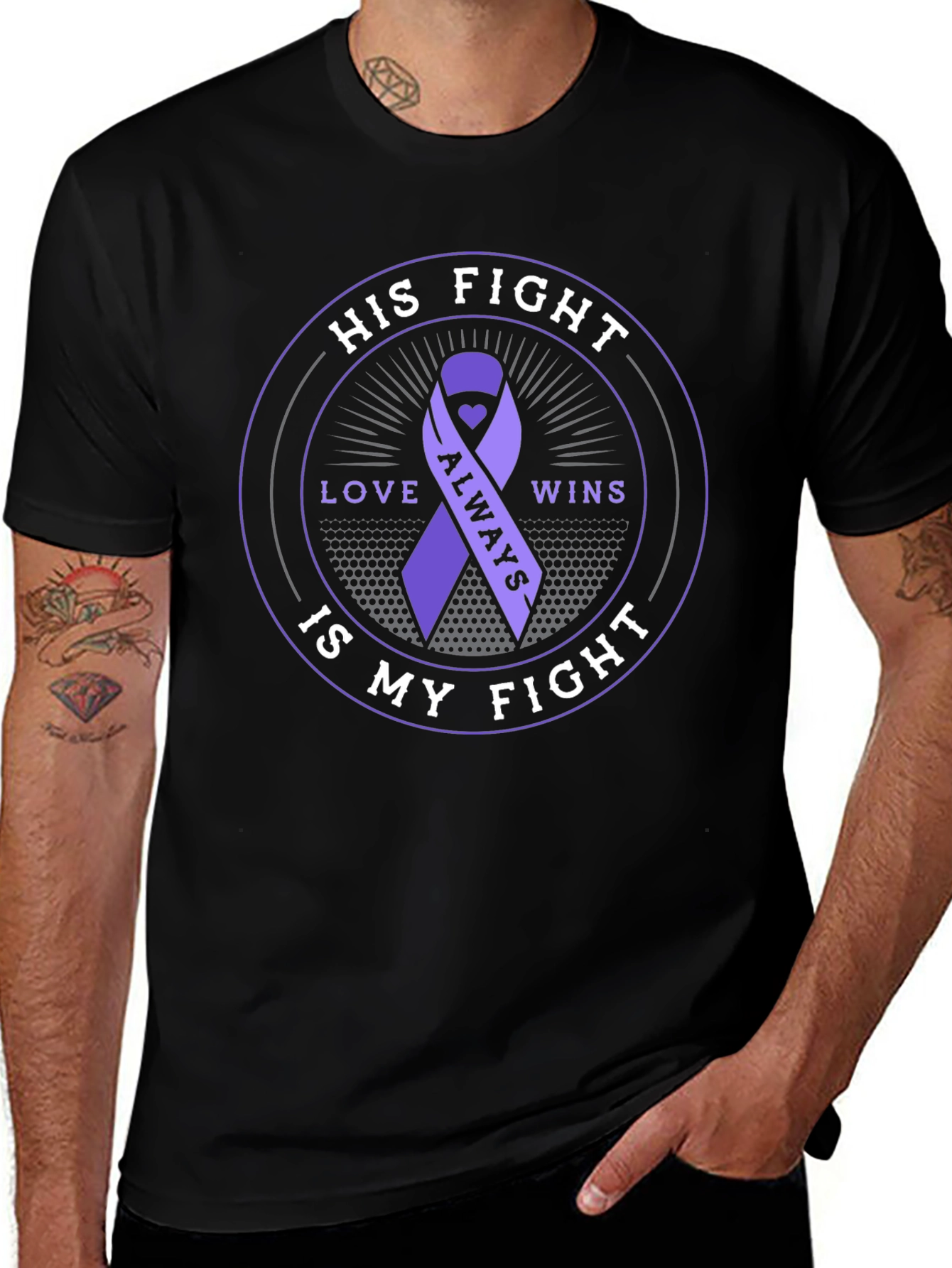 His Fight Is My Fight Purple Ribbon Awareness Tee