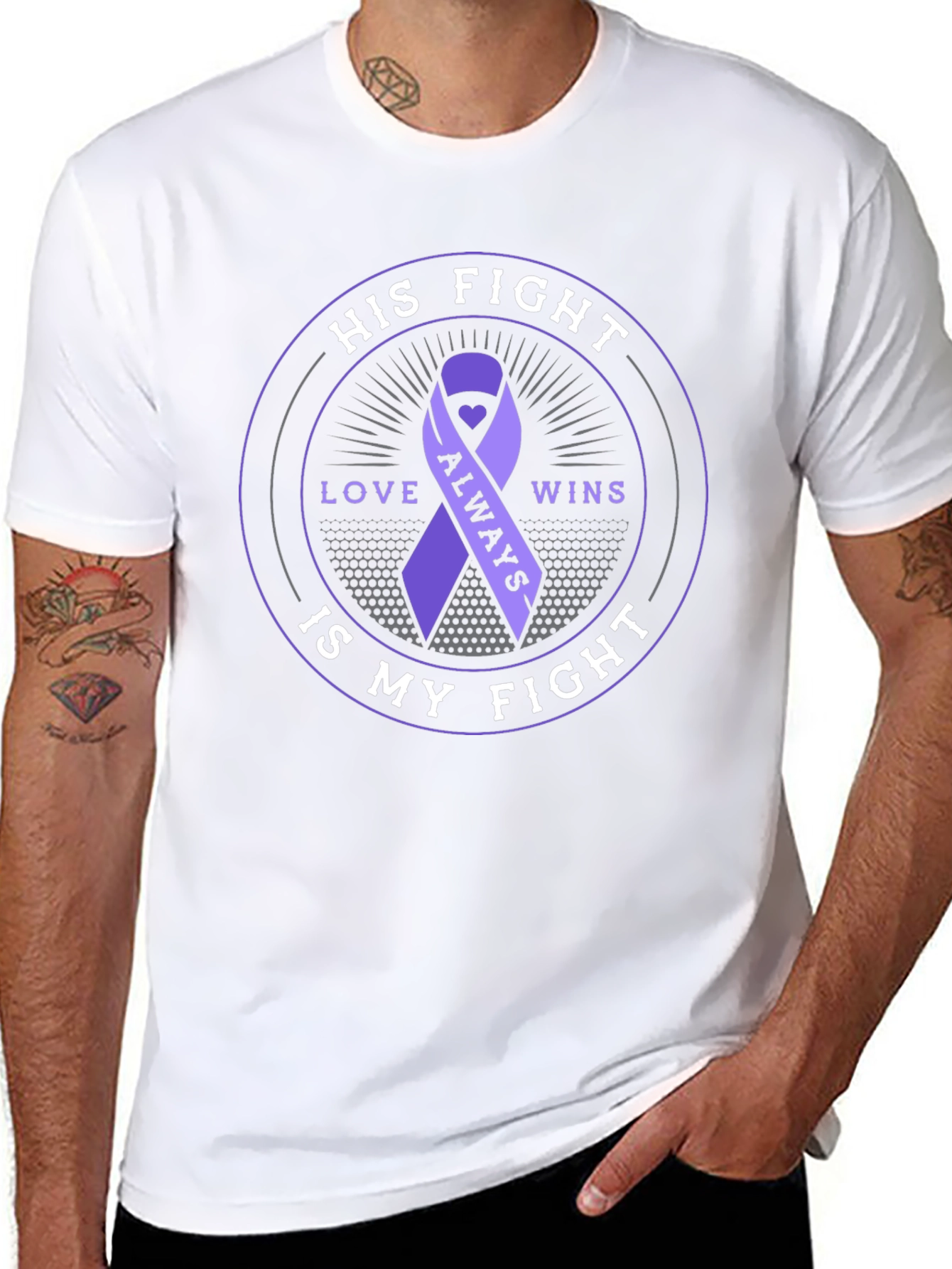 His Fight Is My Fight Purple Ribbon Awareness Tee