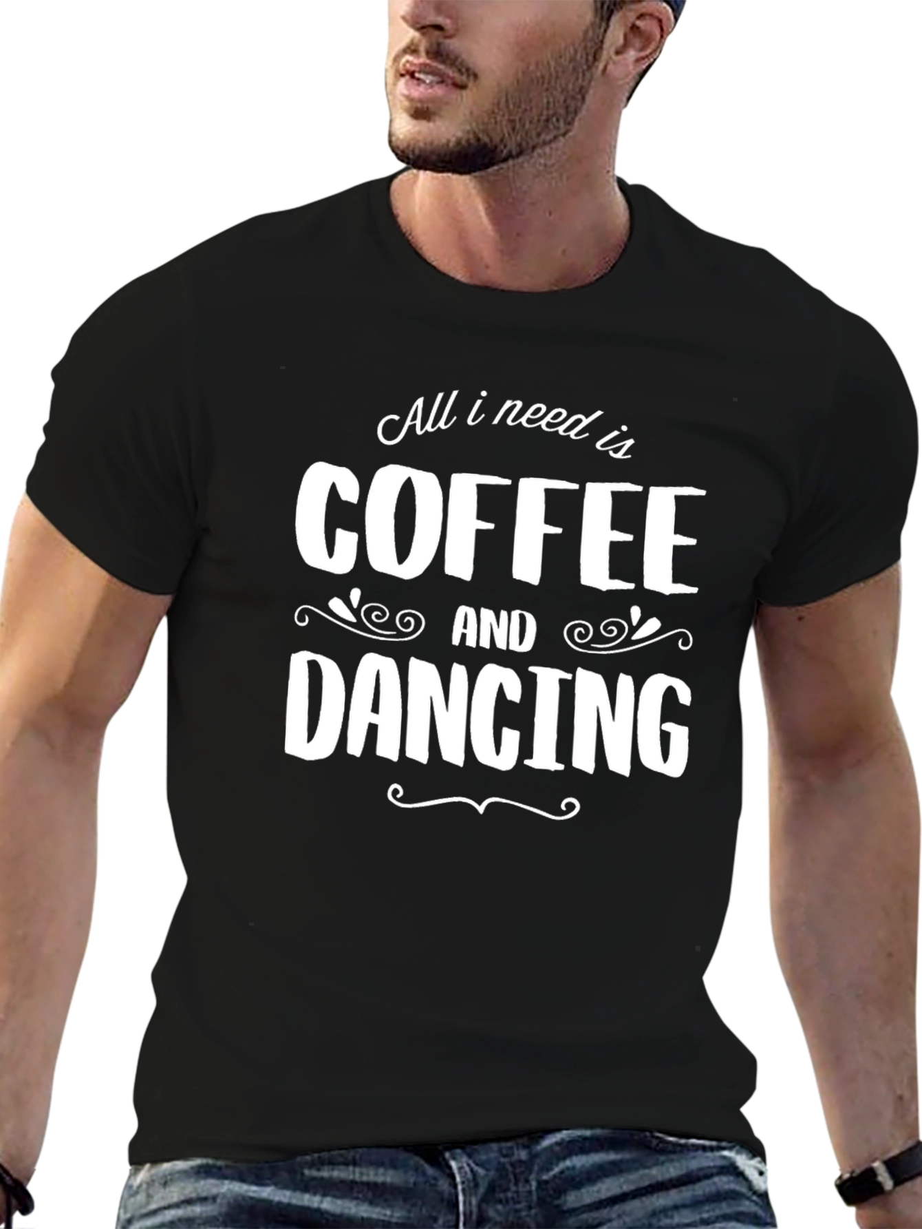 Coffee and Dancing T-Shirt - Black Cotton Blend