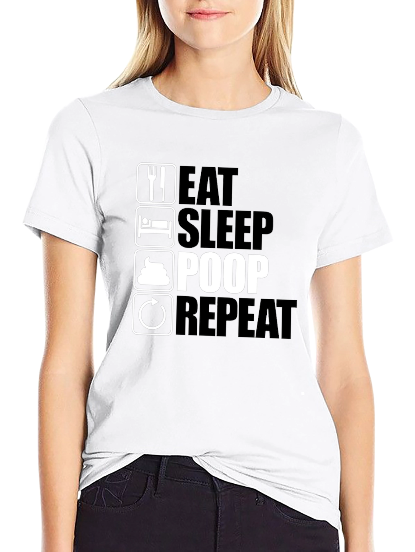Eat Sleep Poop Repeat Black T-Shirt