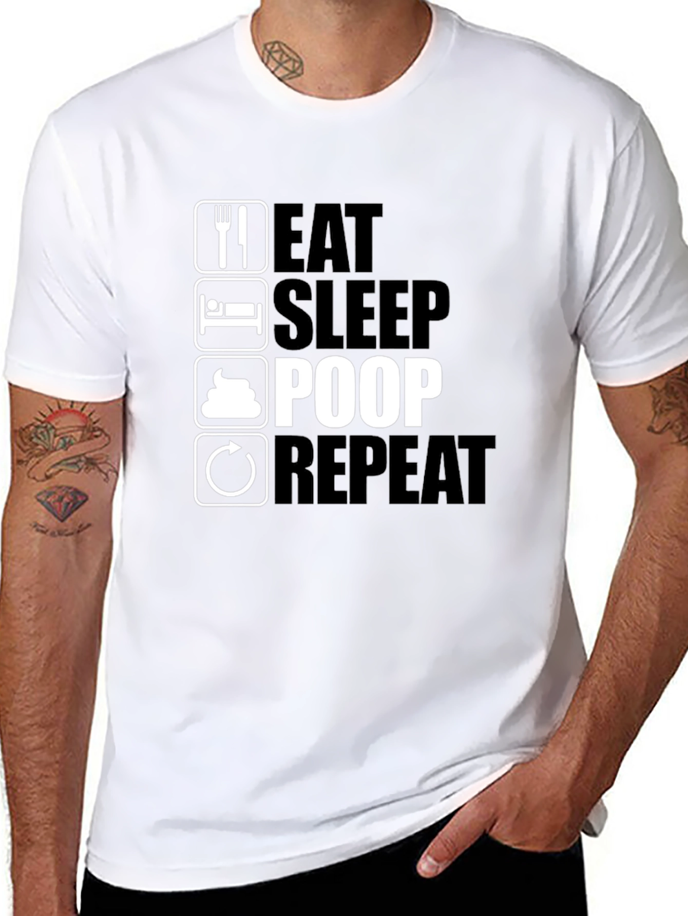 Eat Sleep Poop Repeat Black T-Shirt