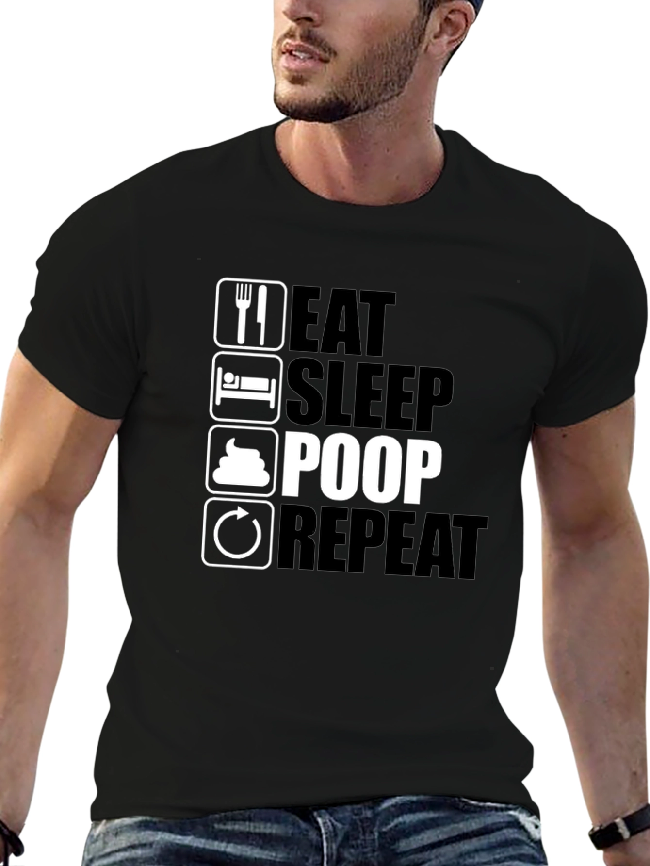 Eat Sleep Poop Repeat Black T-Shirt