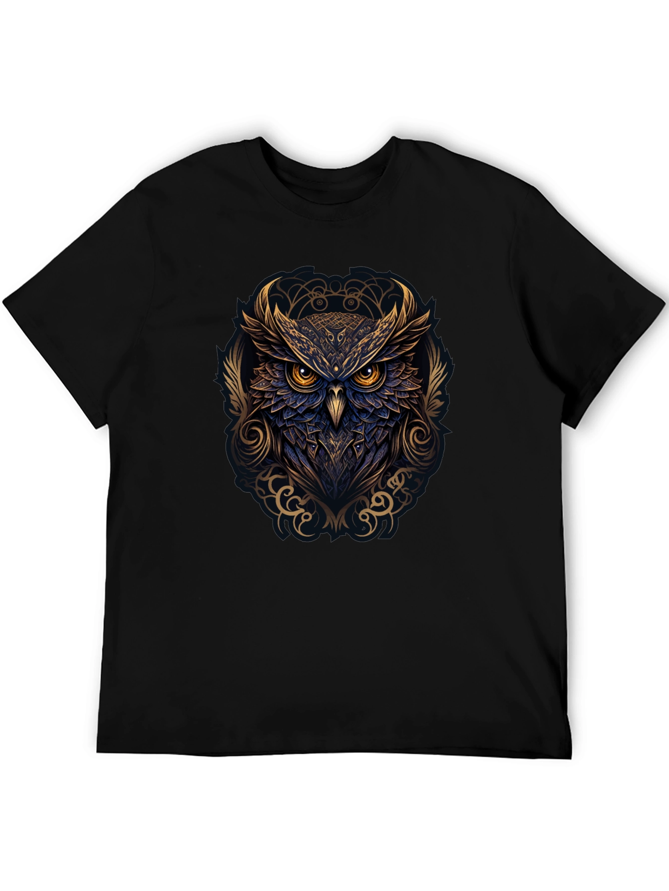 Owl Graphic Print T-Shirt - Black