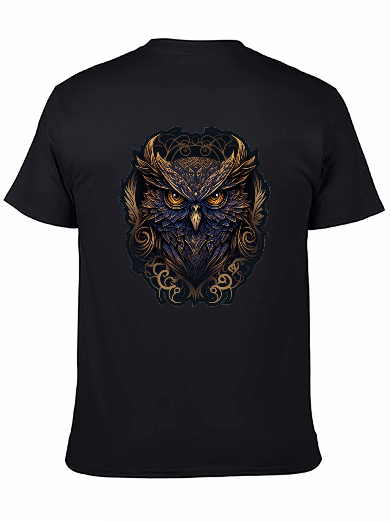 Owl Graphic Print T-Shirt - Black