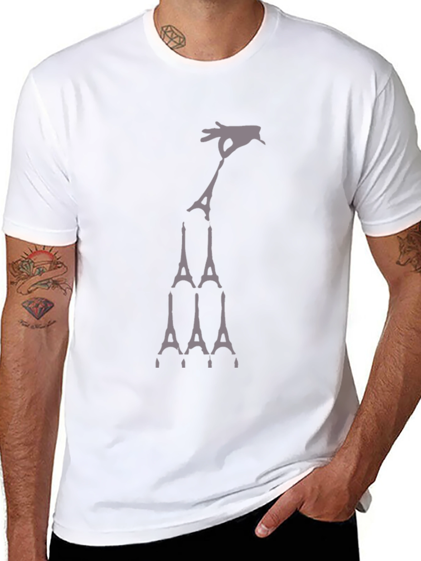 Eiffel Tower Hand Black T-Shirt