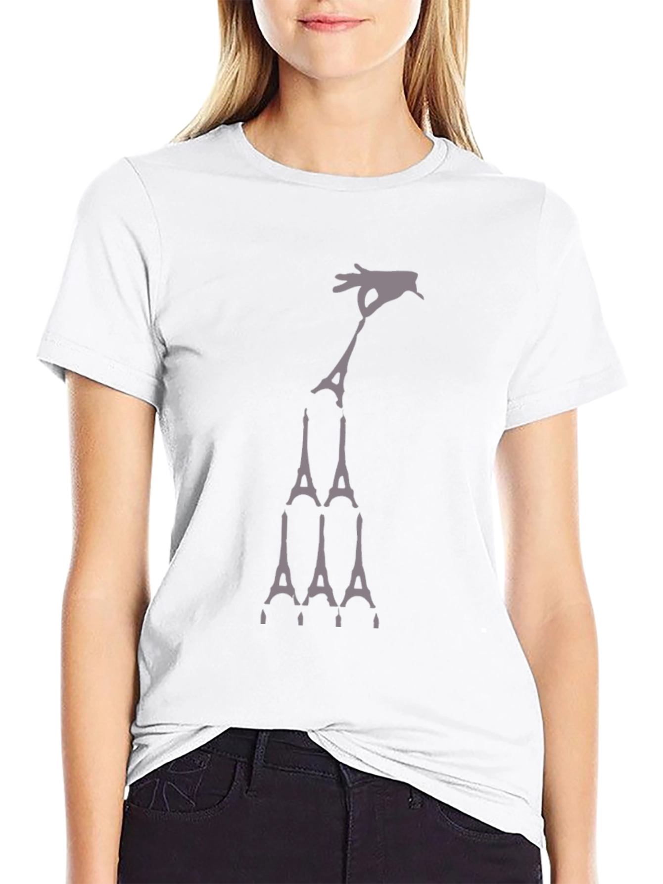 Eiffel Tower Hand Black T-Shirt