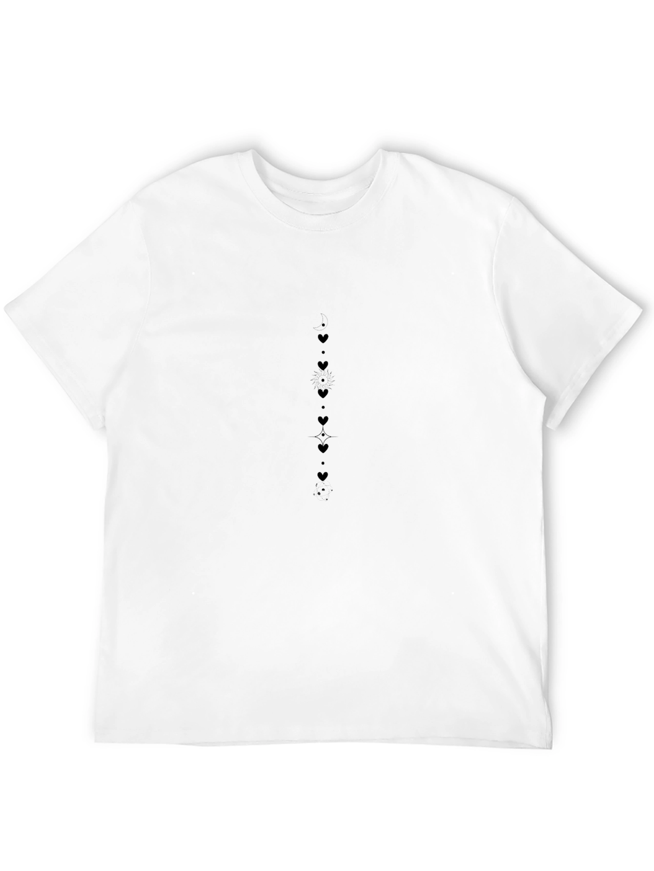 Black Heart Pattern T-Shirt - Casual Style