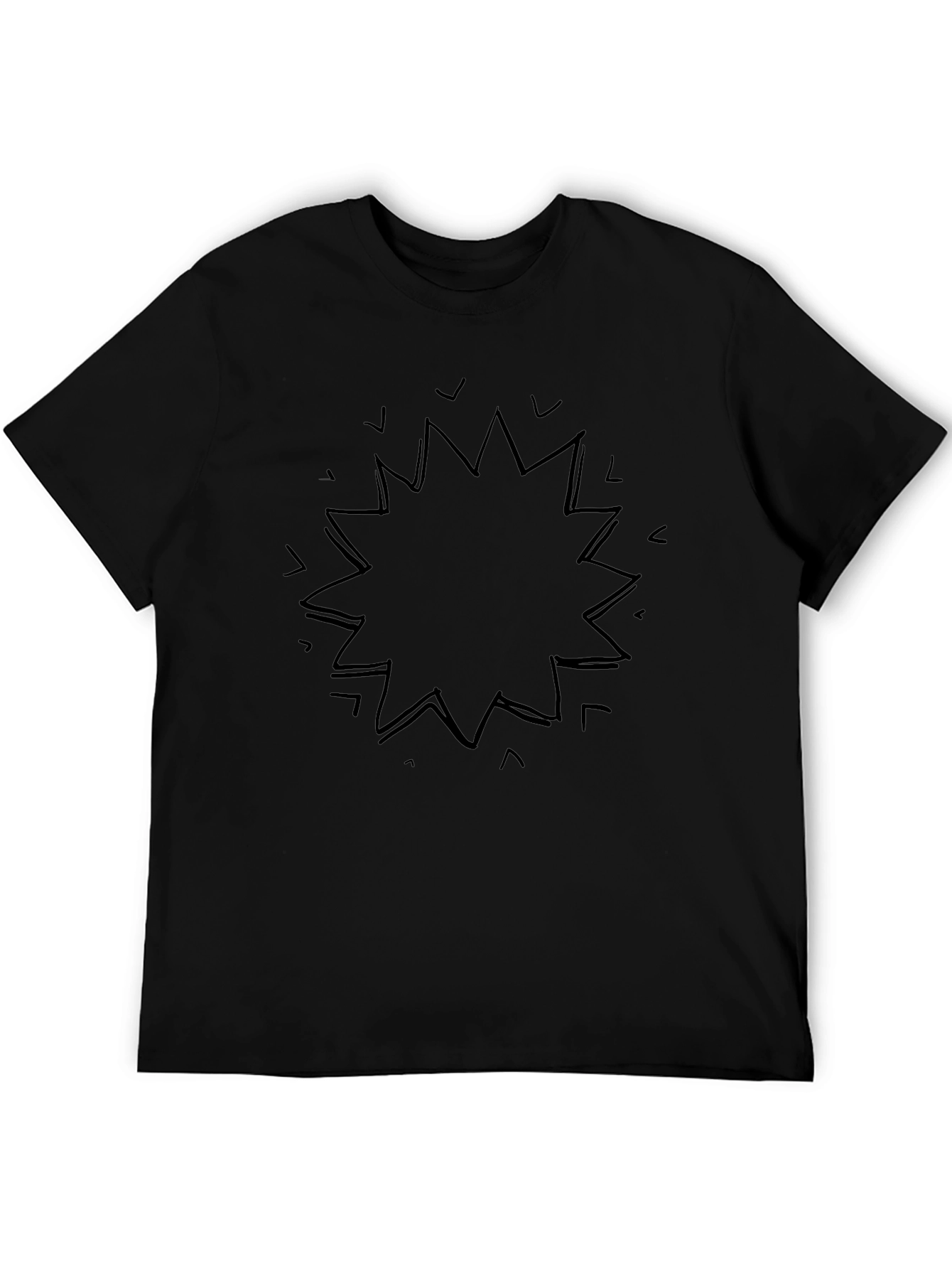 Mens Black Graphic Tee - Abstract Burst Design